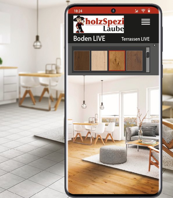 Boden LIVE von holzSpezi Laube - Parkettboden, Laminat, Designboden direkt und sofort digital im eigenen Raum verlegen